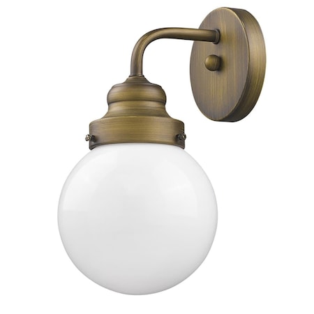 Estallar 11 x 6 x 7 in. Portsmith 1-Light Raw Sconce with White Globe Shade ES3097125